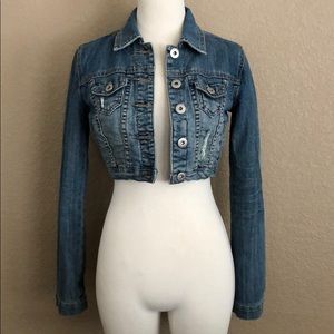 Cropped Distressed Jean Jacket